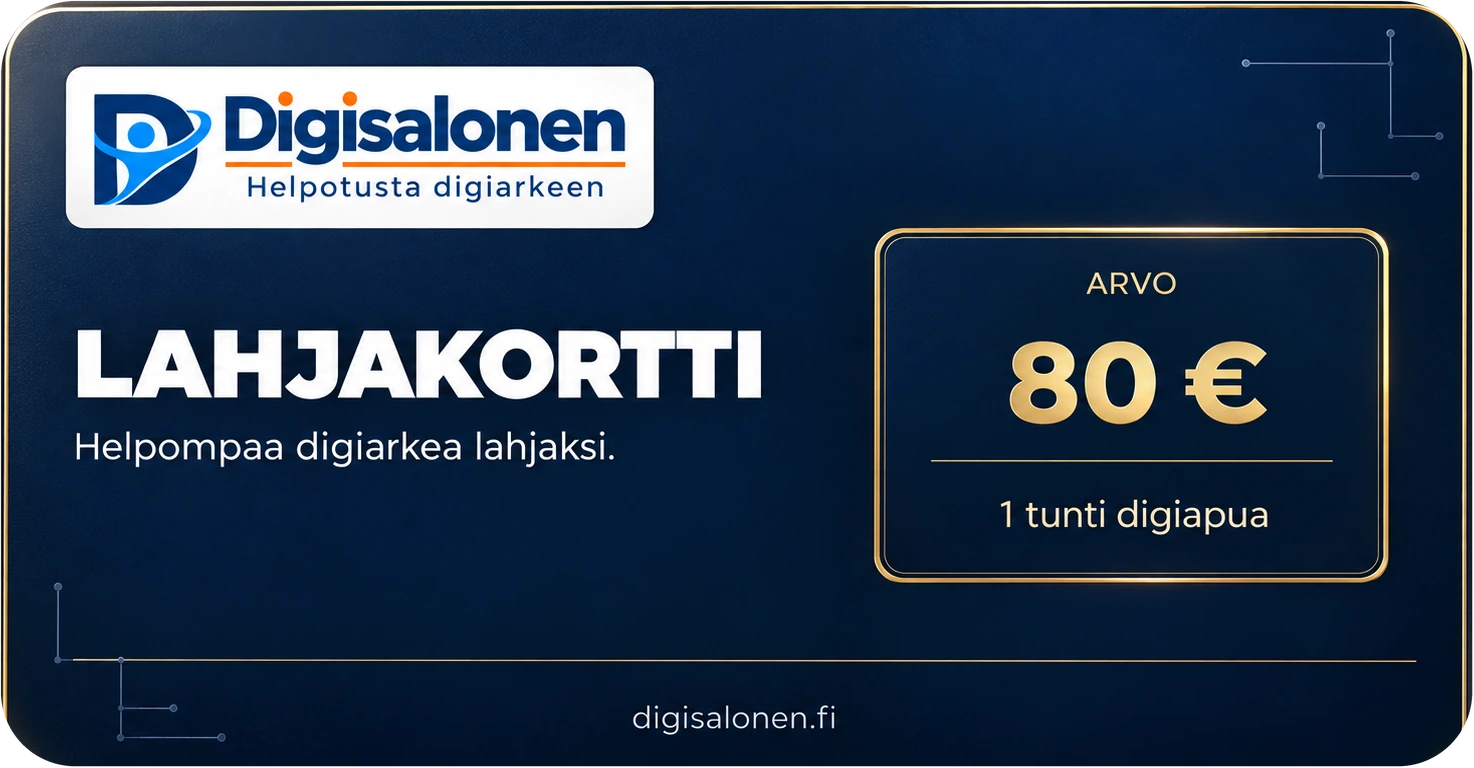 Digisalosen 80 euron lahjakortti, 1 tunti digiapua